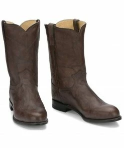 Justin Men's Deerlite Roper Western Boots Dark Brown