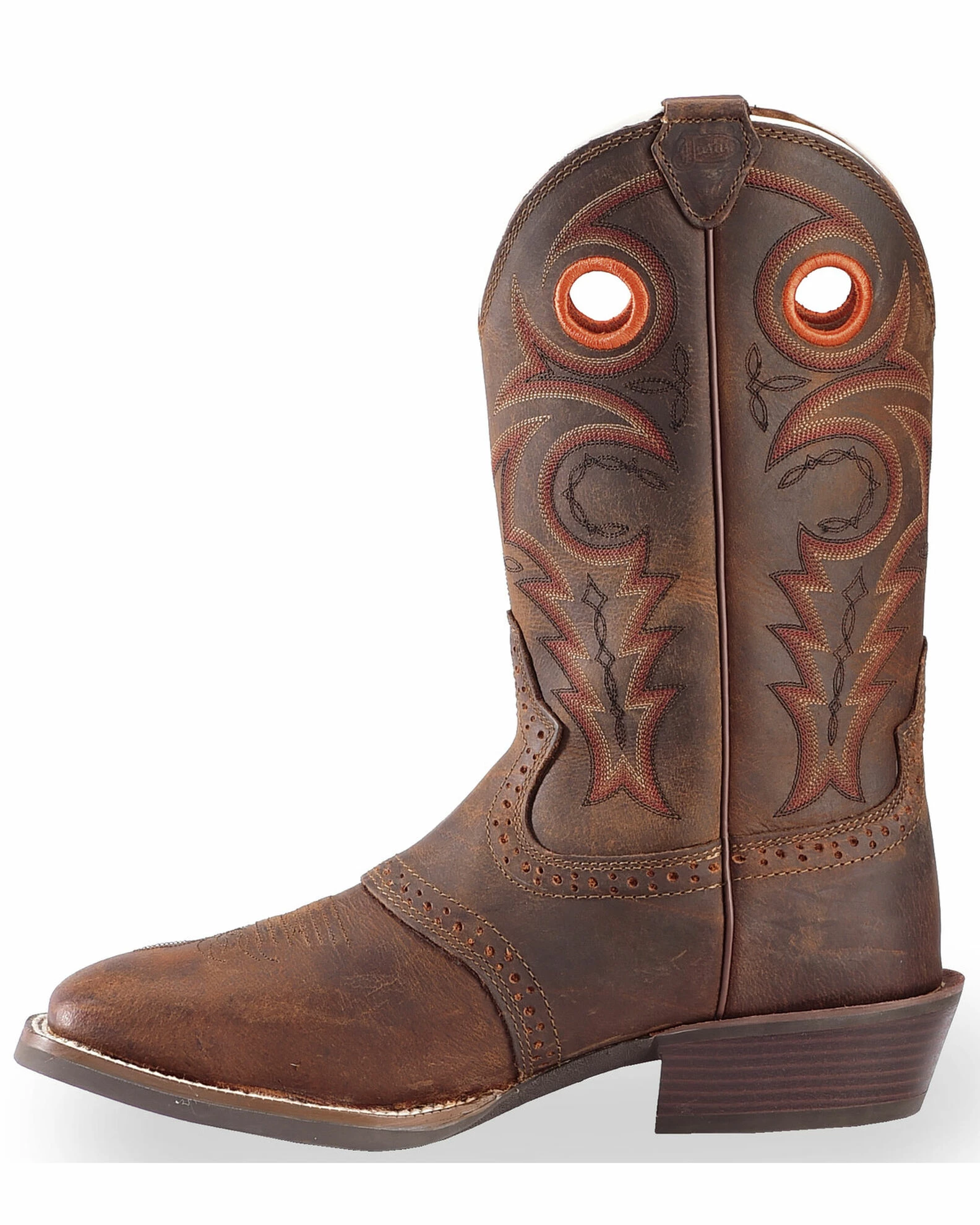 Justin Men's Silver Saddle Vamp Cowboy Boots - Square Toe Whiskey 5 Justin Men's Silver Saddle Vamp Cowboy Boots - Square Toe Whiskey - Image 3
