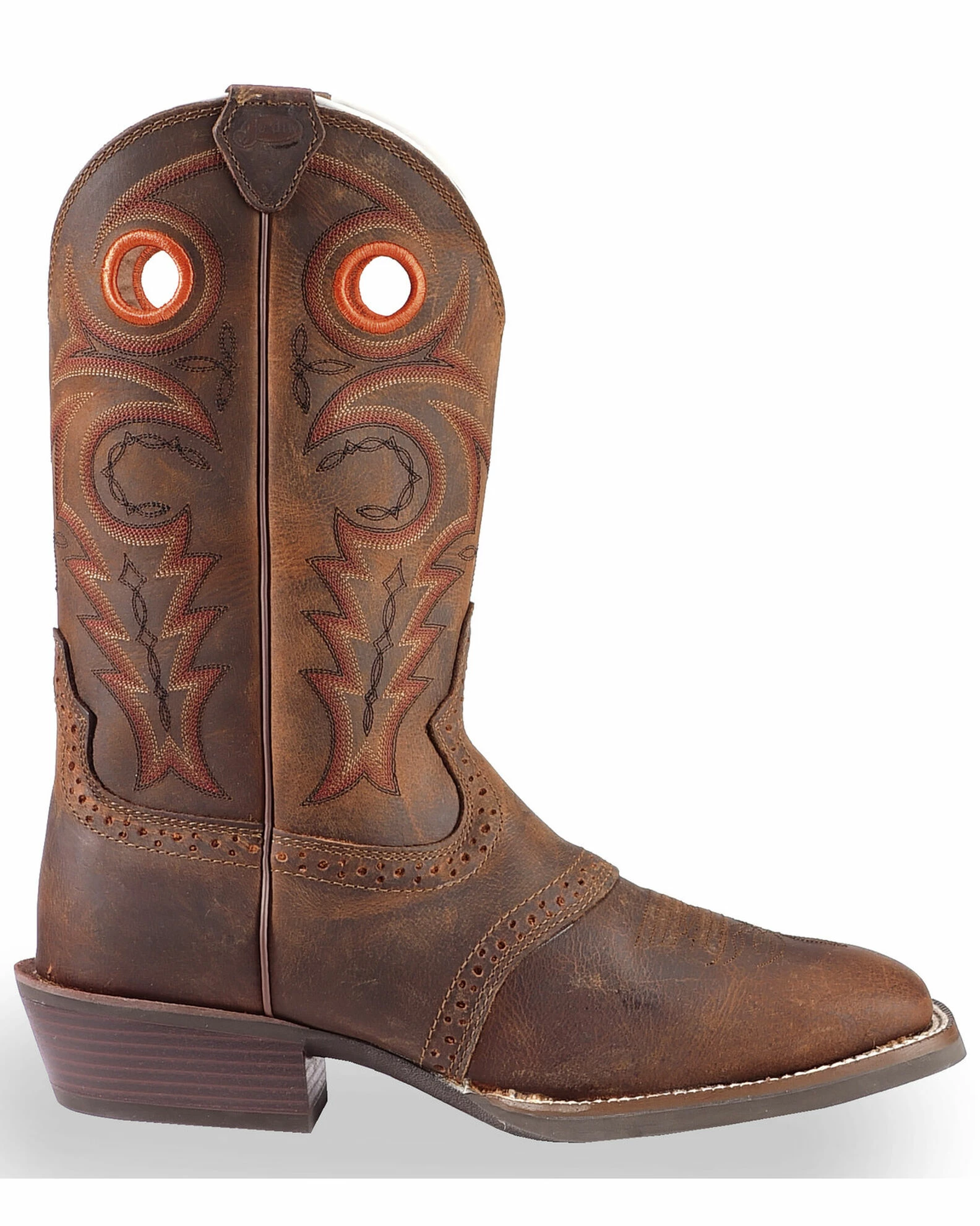 Justin Men's Silver Saddle Vamp Cowboy Boots - Square Toe Whiskey 4 Justin Men's Silver Saddle Vamp Cowboy Boots - Square Toe Whiskey - Image 2