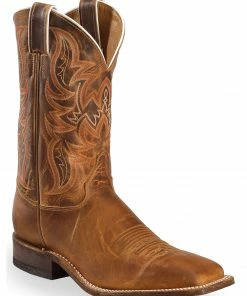 Justin Men's Bent Rail Square Toe Western Boots Brown