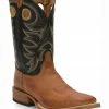 Justin Men's Caddo Copper Brown Bent Rail Cowboy Boots - Square Toe
