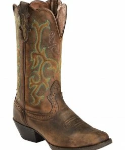 Justin Women's 12" Square Toe Stampede Western Boots Sorrel -Justin Shop 045E79 PH P1 1