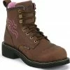Justin Gypsy Women's 6" Katerina Aged Bark Lace-Up EH Work Boots - Steel Toe -Justin Shop 045S96 BR P1