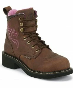 Justin Gypsy Women's 6" Katerina Aged Bark Lace-Up EH Work Boots - Steel Toe