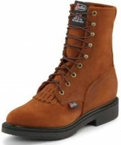 Justin Men's Lace Up Work Boots Bark