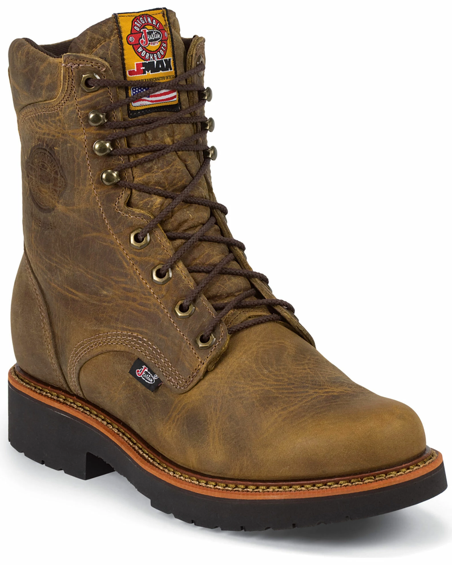 Justin Men's J-Max 8" Work Boots Chocolate 3 Justin Men's J-Max 8" Work Boots Chocolate