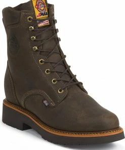 Justin Men's J-Max 8" Work Boots Chocolate 13 Justin Men's J-Max 8" Work Boots Chocolate -Justin Shop 050B41 47 P1