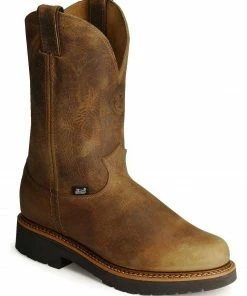 Justin Men's J-Max Blueprint Bay Gaucho EH Pull-On Work Boots - Soft Toe Chocolate