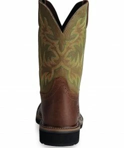 Justin Men's Stampede 11" Steel Toe Western Work Boots Waxed Brn -Justin Shop 050B87 XN BK