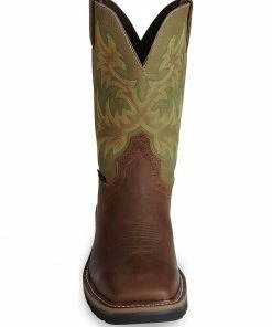 Justin Men's Stampede 11" Steel Toe Western Work Boots Waxed Brn -Justin Shop 050B87 XN FT