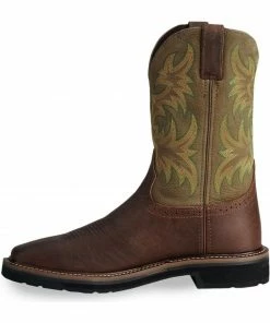 Justin Men's Stampede 11" Steel Toe Western Work Boots Waxed Brn -Justin Shop 050B87 XN LT