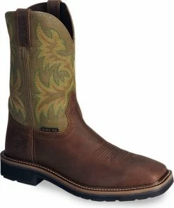 Justin Men's Stampede 11" Steel Toe Western Work Boots Waxed Brn -Justin Shop 050B87 XN P1 1