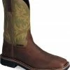 Justin Men's Stampede 11" Steel Toe Western Work Boots Waxed Brn -Justin Shop 050B87 XN P1
