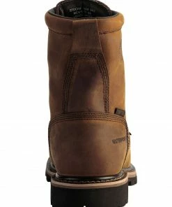 Justin Men's Wyoming Waterproof 8" Lace-Up Work Boots Brown -Justin Shop 050D00 41 BK