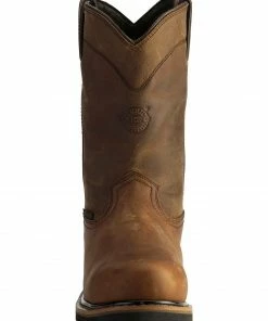 Justin Men's Wyoming Waterproof Internal Met Guard Pull-On Work Boots Brown -Justin Shop 050D01 41 FT