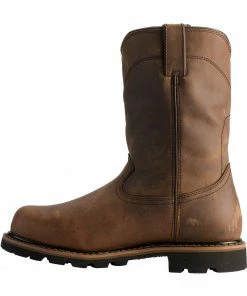Justin Men's Wyoming Waterproof Internal Met Guard Pull-On Work Boots Brown -Justin Shop 050D01 41 LT