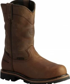 Justin Men's Wyoming Waterproof Internal Met Guard Pull-On Work Boots Brown