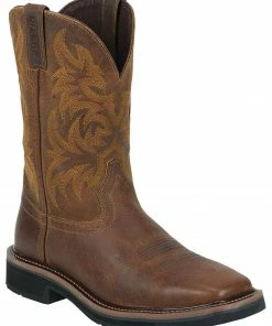 Justin Men's Stampede Handler Western Work Boots - Soft Toe Tan