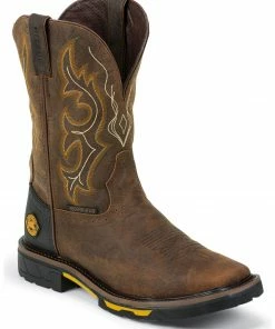 Justin Original Workboots Men's Hybred Waterproof Western Work Boots Barnwood