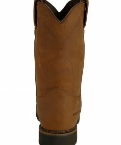 Justin Men's Drywall Waterproof Pull-On Work Boots - Steel Toe Brown -Justin Shop 050F24 41 BK
