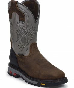 Justin Men's Commander X5 Pull-On Waterproof Work Boots Timber