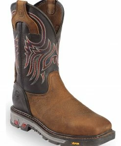 Justin Men's Tanker Black Western Work Boots - Steel Toe