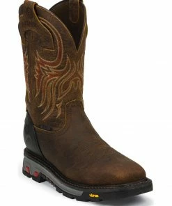 Justin Men's Commander X5 Waterproof Work Boots Mahogany