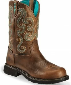 Justin Gypsy Women's Tasha EH Waterproof Work Boots - Steel Toe Dark Brown