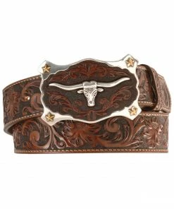 Justin Men's Floral Tooled Leather Belt Tan -Justin Shop 120241 22 P1 1