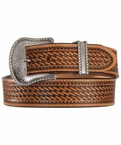 Justin Bronco Basketweave Leather Belt For Men's Black -Justin Shop 120F14 22 P1 1