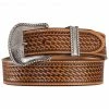 Justin Bronco Basketweave Leather Belt For Men's Black