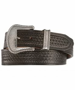 Justin Bronco Basketweave Leather Belt For Men's Black -Justin Shop 120F14 89 P1