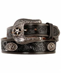 Justin Men's Black Silver Stars Embossed Belt -Justin Shop 120F19 89 P1 1