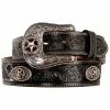 Justin Men's Black Silver Stars Embossed Belt