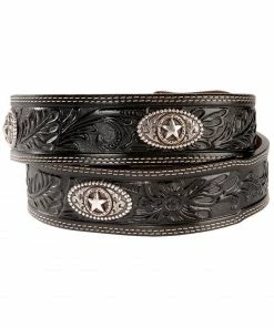 Justin Men's Black Silver Stars Embossed Belt -Justin Shop 120F19 89 P2