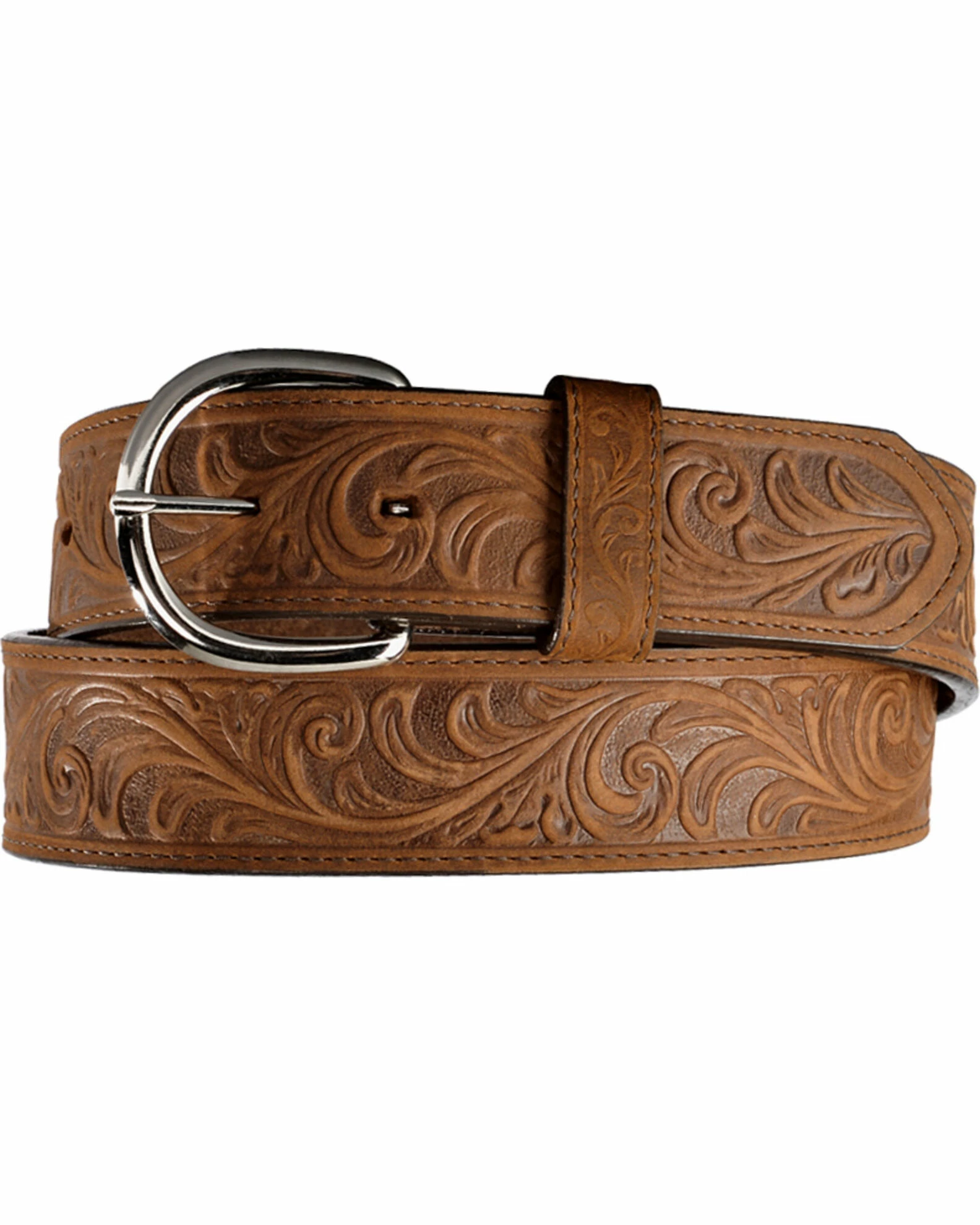 Justin Western Hand Tooled Leather Belt For Men's 3 Justin Western Hand Tooled Leather Belt For Men's