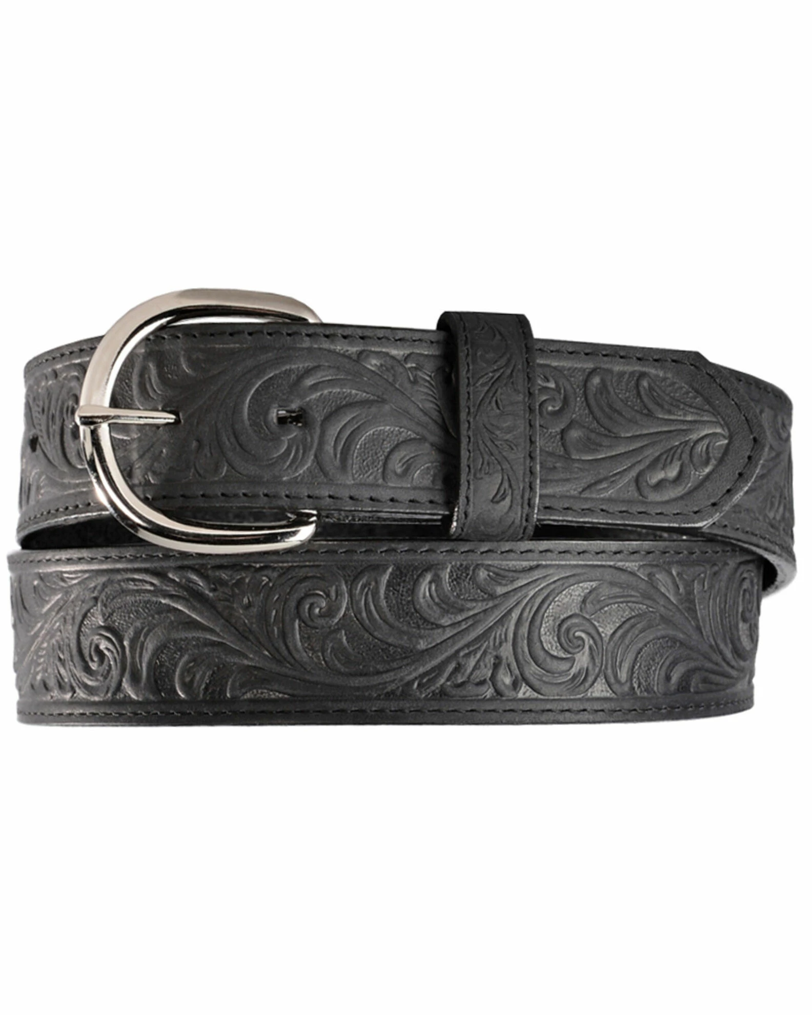 Justin Men's Black Hand Tooled Western Belt 3 Justin Men's Black Hand Tooled Western Belt