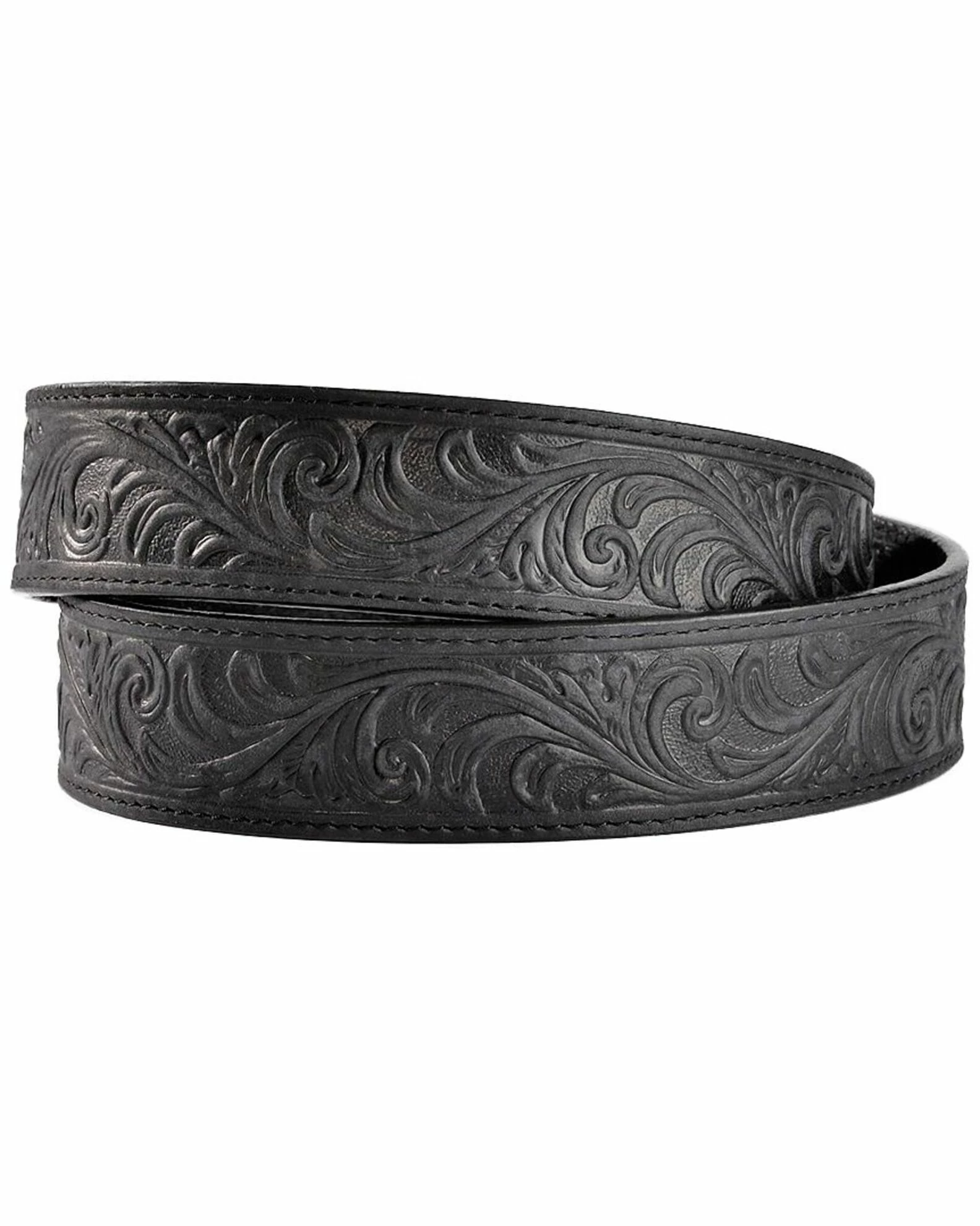 Justin Men's Black Hand Tooled Western Belt 4 Justin Men's Black Hand Tooled Western Belt - Image 2