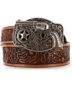 Justin Kid's Tooled Leather Belt For Boys' Brown 11 Justin Kid's Tooled Leather Belt For Boys' Brown -Justin Shop 2000076537 200 P1 1