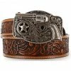Justin Kid's Tooled Leather Belt For Boys' Brown 2 Justin Kid's Tooled Leather Belt For Boys' Brown -Justin Shop 2000076537 200 P1
