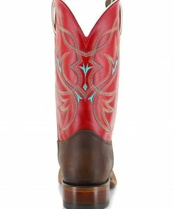 Justin Men's Red Upper Two Toned Cowboy Boots - Square Toe  Brown -Justin Shop 2000199225 200 BK