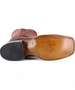 Justin Men's Red Upper Two Toned Cowboy Boots - Square Toe  Brown -Justin Shop 2000199225 200 BM