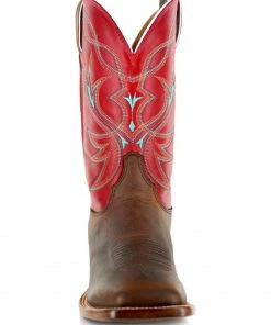 Justin Men's Red Upper Two Toned Cowboy Boots - Square Toe  Brown -Justin Shop 2000199225 200 FT