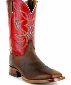 Justin Men's Red Upper Two Toned Cowboy Boots - Square Toe  Brown -Justin Shop 2000199225 200 P1 1