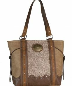 Justin Women's Tan Lace Inlay Conceal Carry Tote Bag 