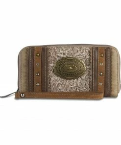 Justin Women's Lace Concho Zip Closure Wallet Tan