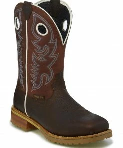 Justin Men's Marshal Western Work Boots - Steel Toe Brown