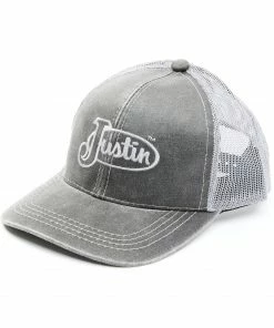 Justin Men's Black Logo Mesh-Back Ball Cap 