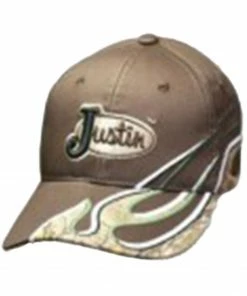 Justin Men's Brown Camo Flame Print Ball Cap 
