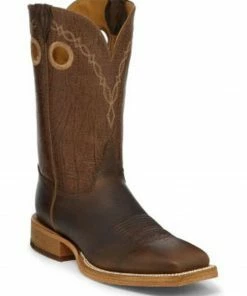 Justin Men's Grizzly Brown Western Boots - Wide Square Toe